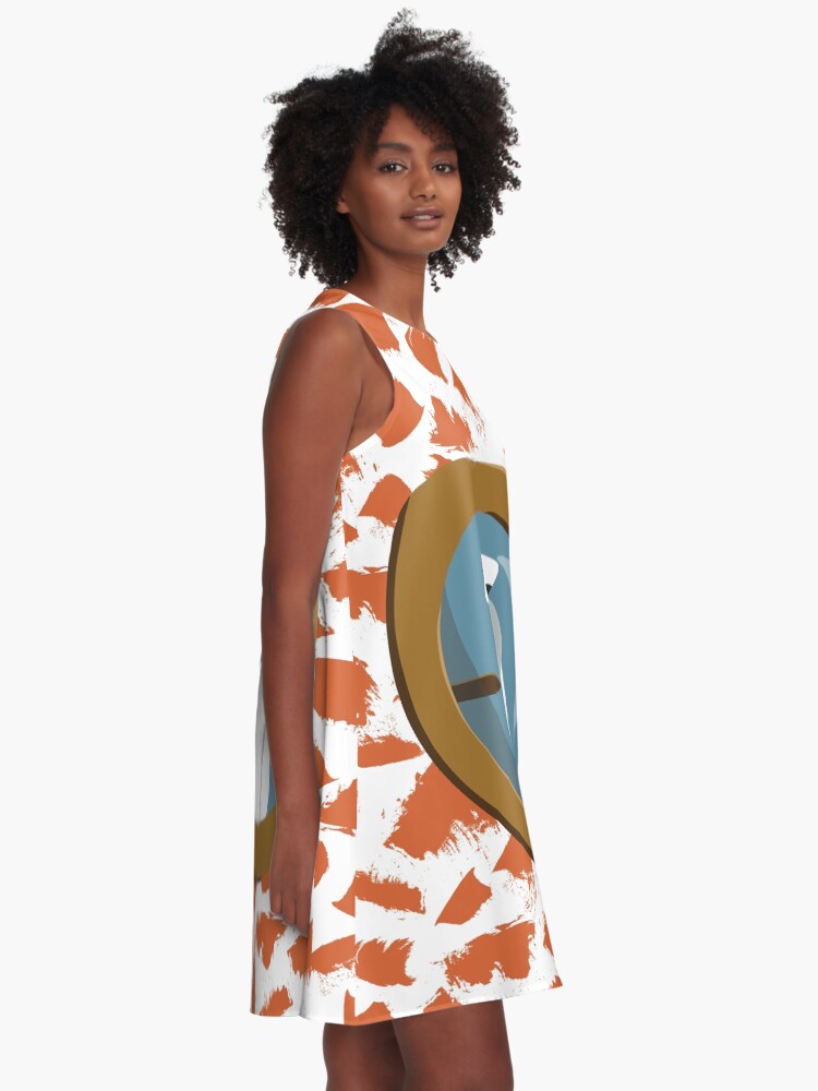 Alternate view of Funny seagull captain behind bull's eye on ship A-Line Dress
