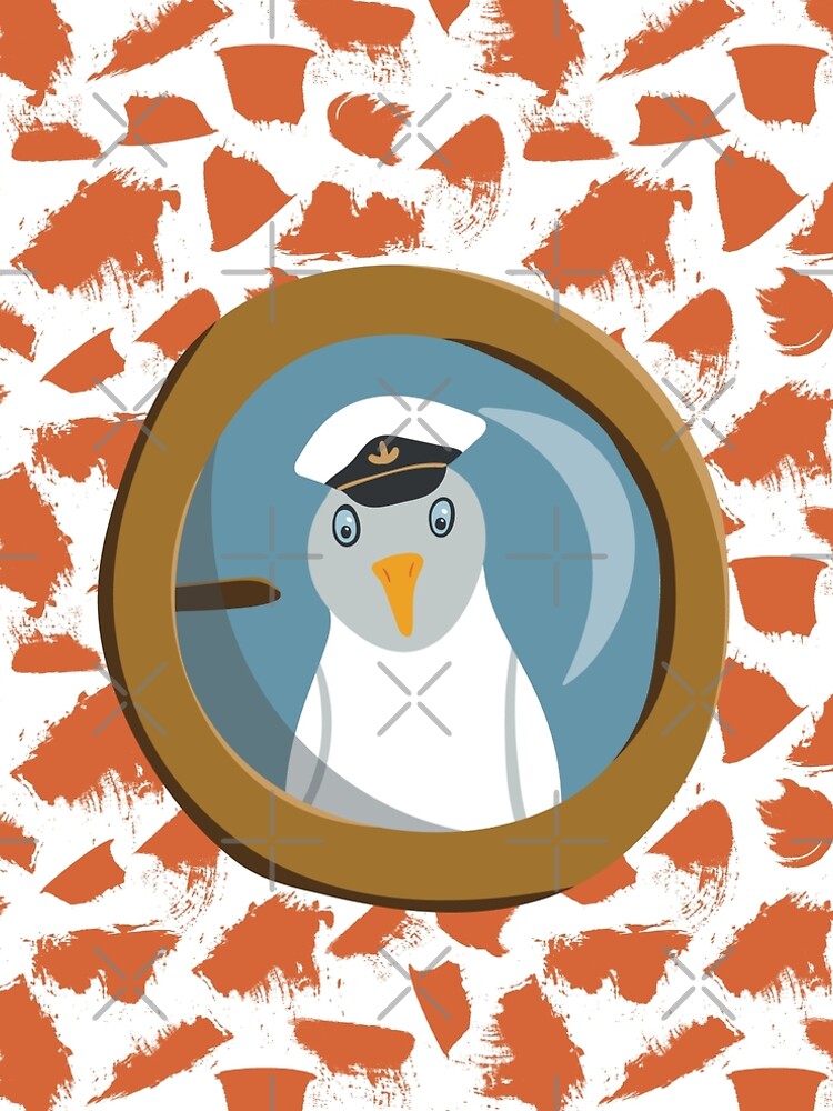 Funny seagull captain behind bull's eye on ship by nobelbunt