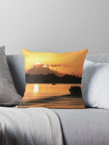 Boating Sunrise Throw Pillow