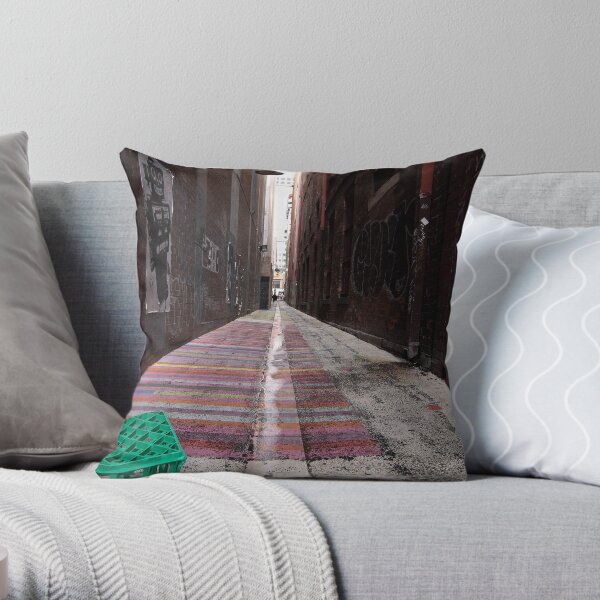 Crate, Lamp, Alley, Robot Throw Pillow