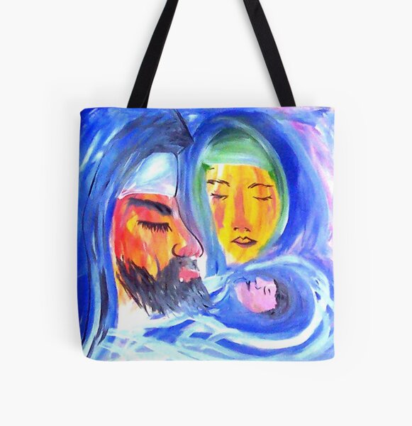 Joseph, Mary and Jesus All Over Print Tote Bag