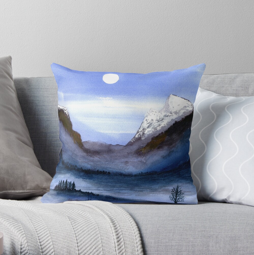 Mountain Moon Throw Pillow