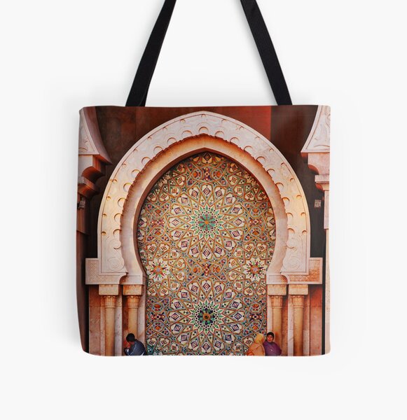 Fountain, Hassam II Mosque Casablanca All Over Print Tote Bag