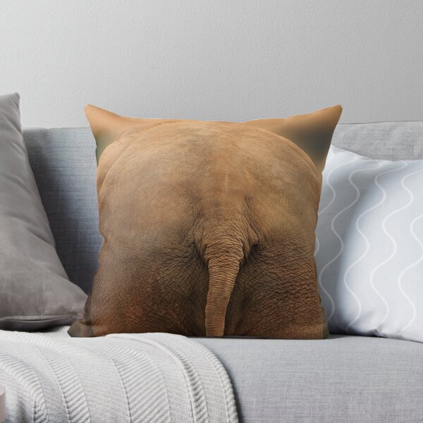 Elephant Butt Throw Pillow