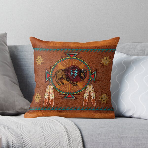 Buffalo Leather Throw Pillow