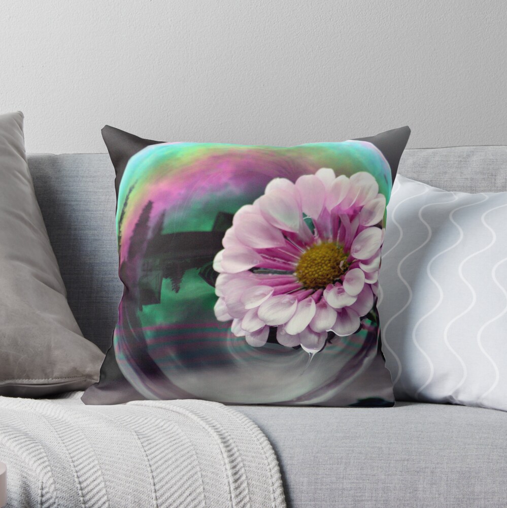 Color flower in a bubble Throw Pillow