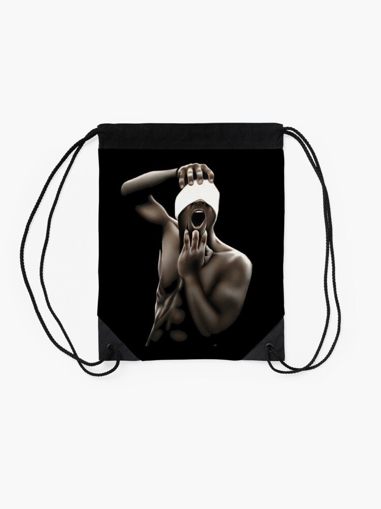 Alternate view of Descended (Color pencil drawing) Drawstring Bag