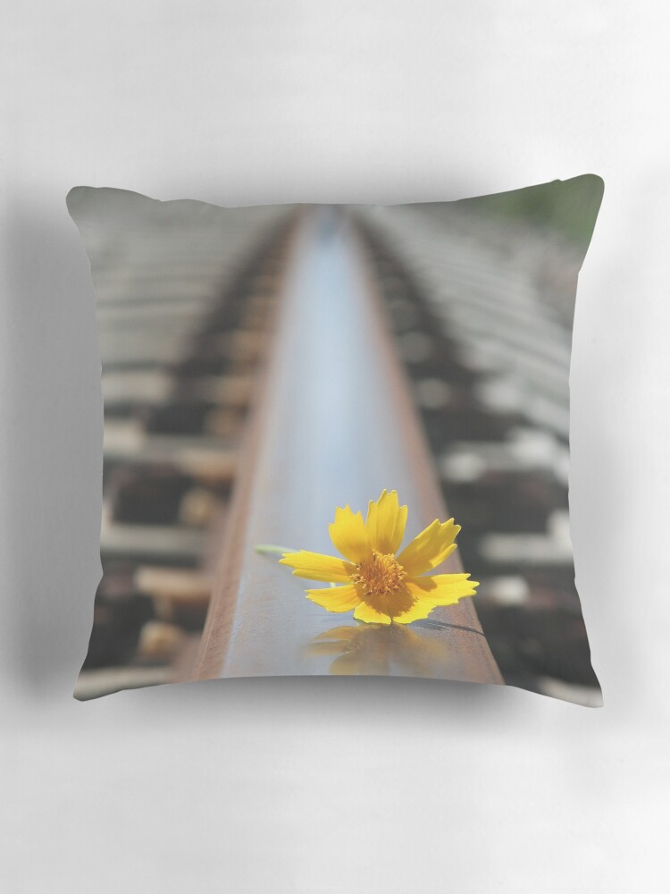 Thumbnail 3 of 4, Pillow, Waiting for the train... designed and sold by theoddshot.