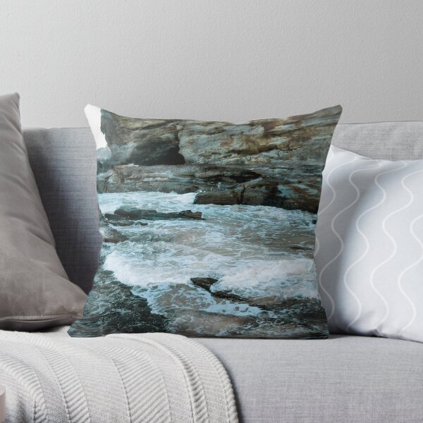 Caves Beach headland Throw Pillow
