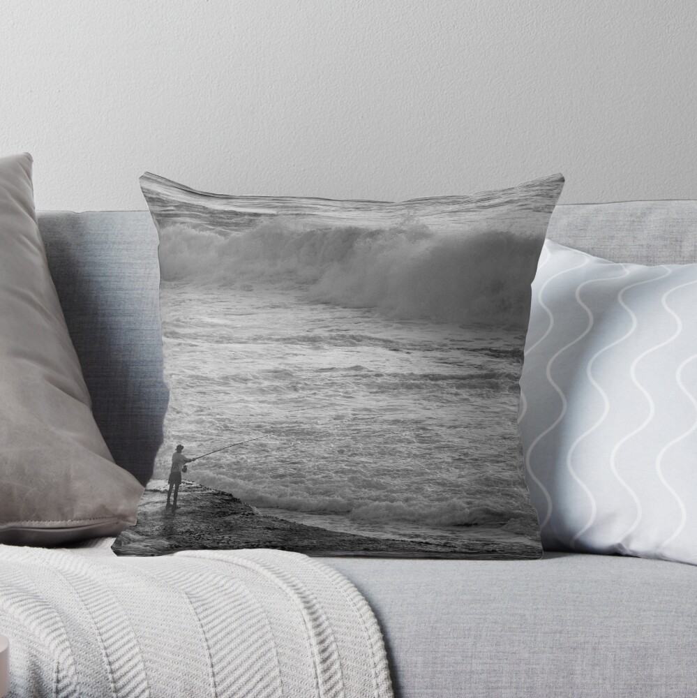 Rock Fisherman Throw Pillow