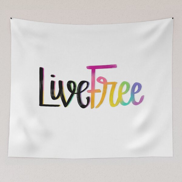 Item preview, Live Free - Cute Calligraphy sticker : Rainbow, bright, fun designed and sold by Tressa Jones.
