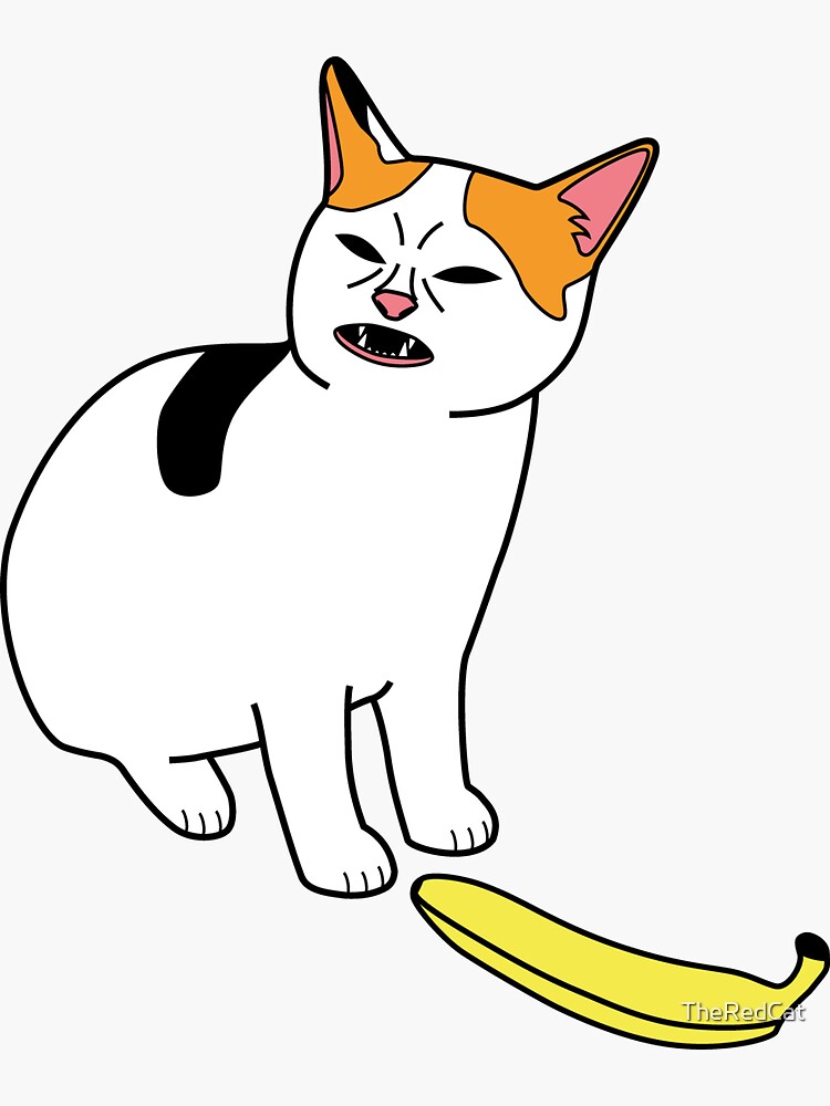 "Cat No Banana Meme" Sticker by TheRedCat Redbubble