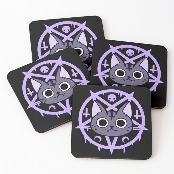 Black Meowgic 03 | Nikury Coasters (Set of 4)