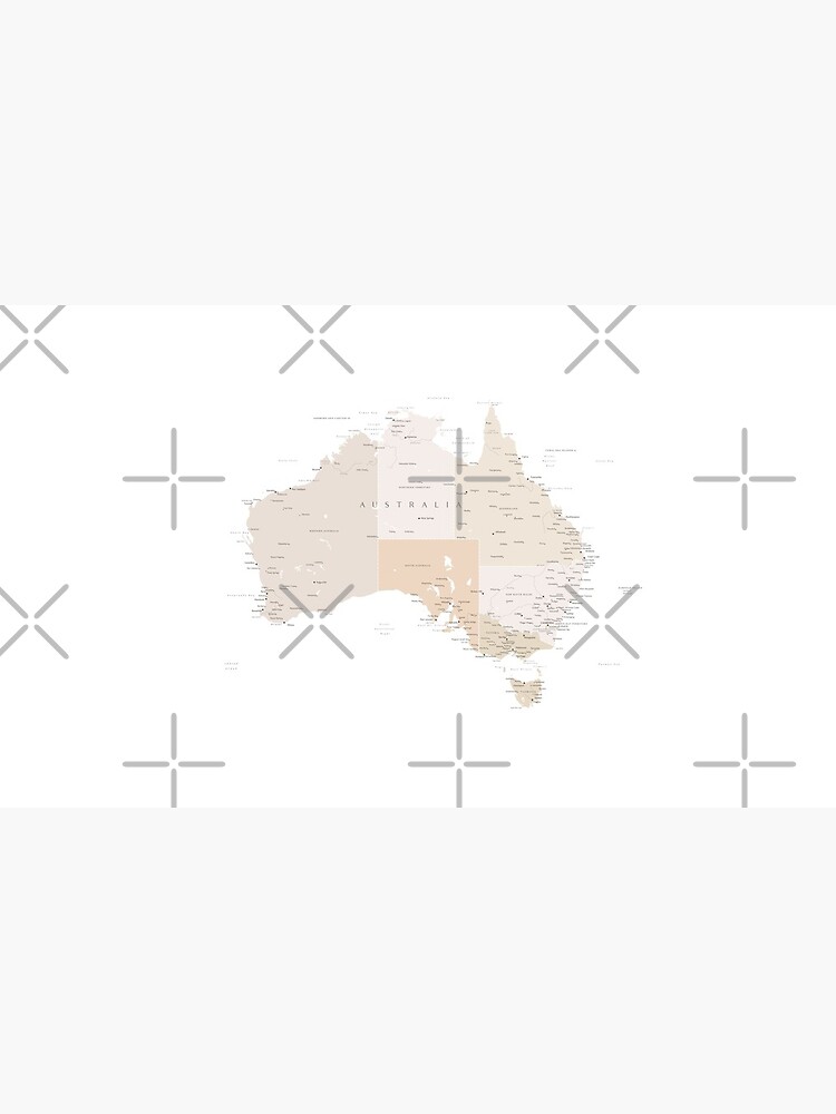 Map of Australia with cities in beige and light brown by blursbyai