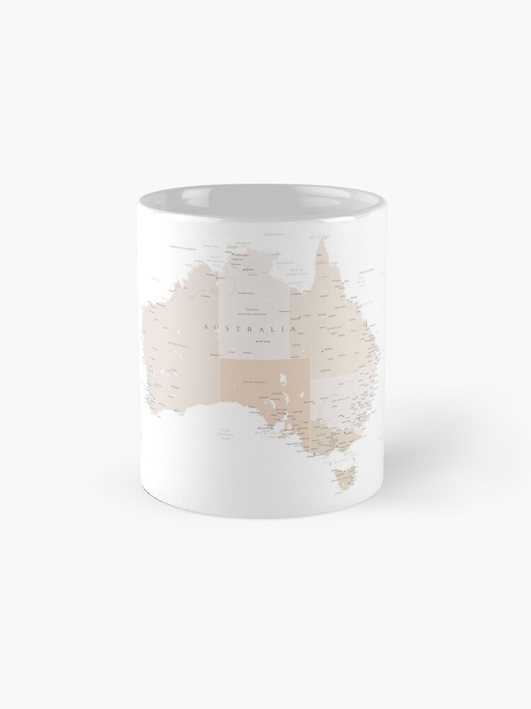 Alternate view of Map of Australia with cities in beige and light brown Mug
