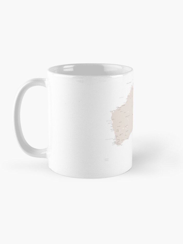 Alternate view of Map of Australia with cities in beige and light brown Mug