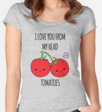Camiseta entallada de cuello ancho Te amo de mi cabeza Tomates