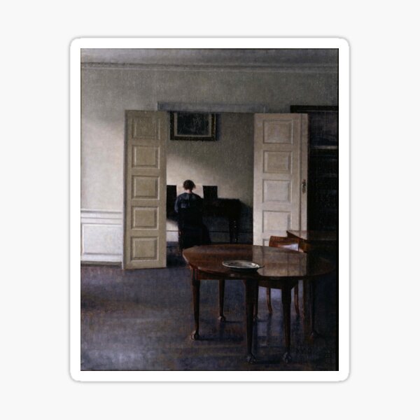 Item preview, Vilhelm Hammershoi - Interior with Ida playing the Piano designed and sold by ArtExpression.