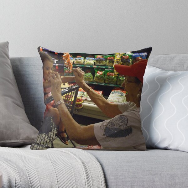 great grandma & selah shopping Throw Pillow