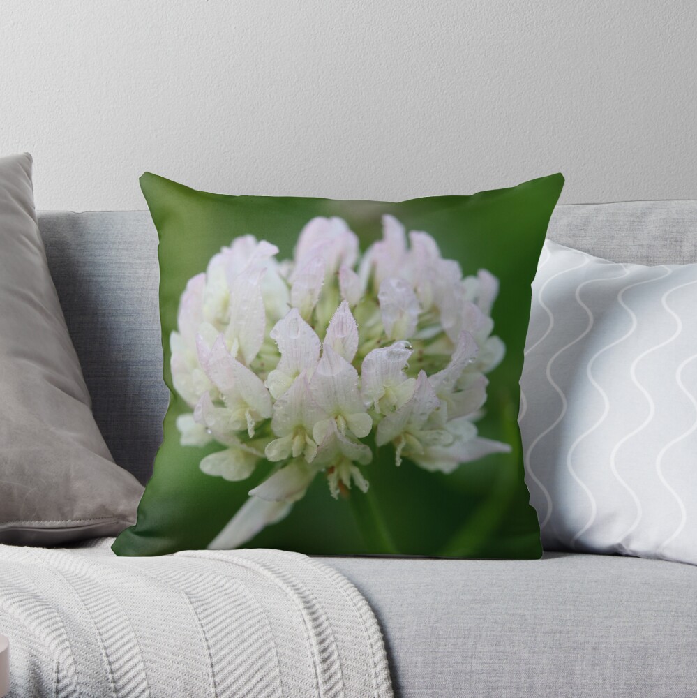 Red Clover Flower Throw Pillow