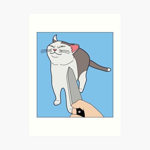 "Smug Knife Cat Meme" Art Print for Sale by TheRedCat Redbubble