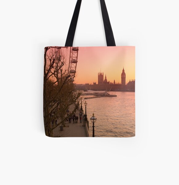 UK, England, London, Big Ben and London Eye (Alan Copson ©) All Over Print Tote Bag