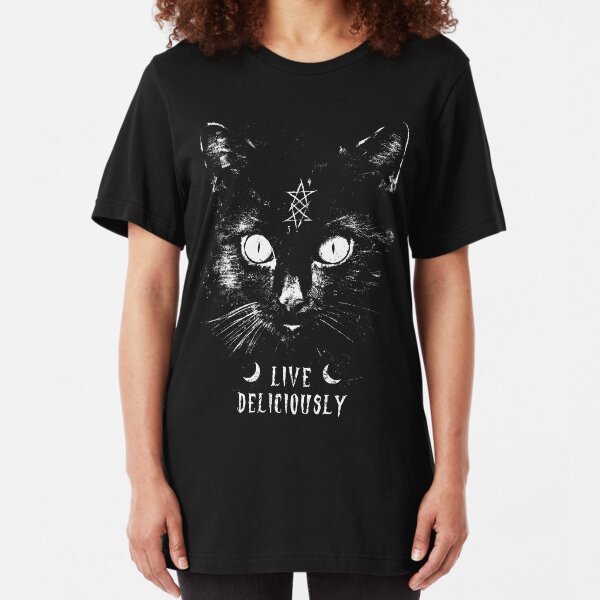 Live deliciously - Witch - Cat - Eldritch Dreamer - Lovecraftian Cthulhu mythos wear Slim Fit T-Shirt