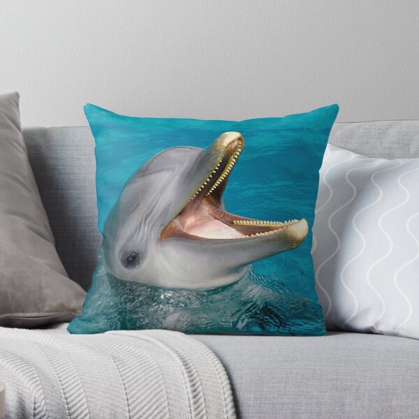 Dolphin smile Throw Pillow