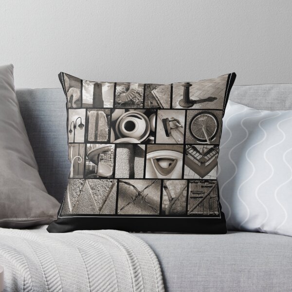 Alphabet Monochrome Poster Throw Pillow