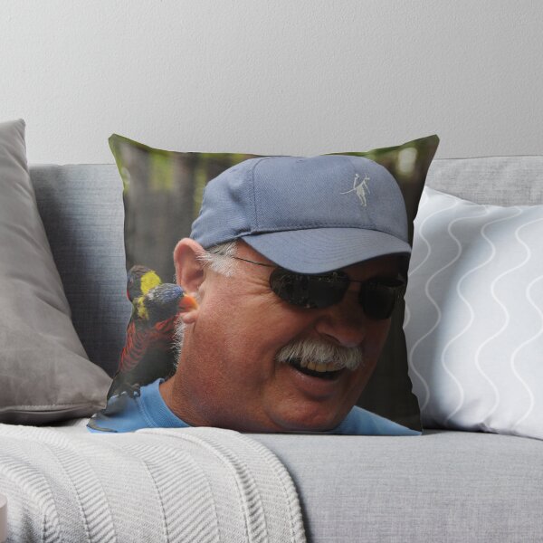 Man Beseiged By Birds Throw Pillow