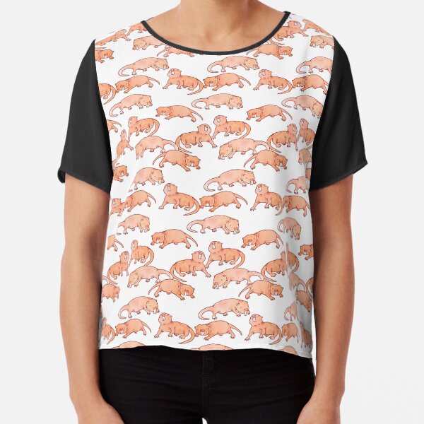 Watercolor Naked Mole Rats Everywhere Chiffon Top