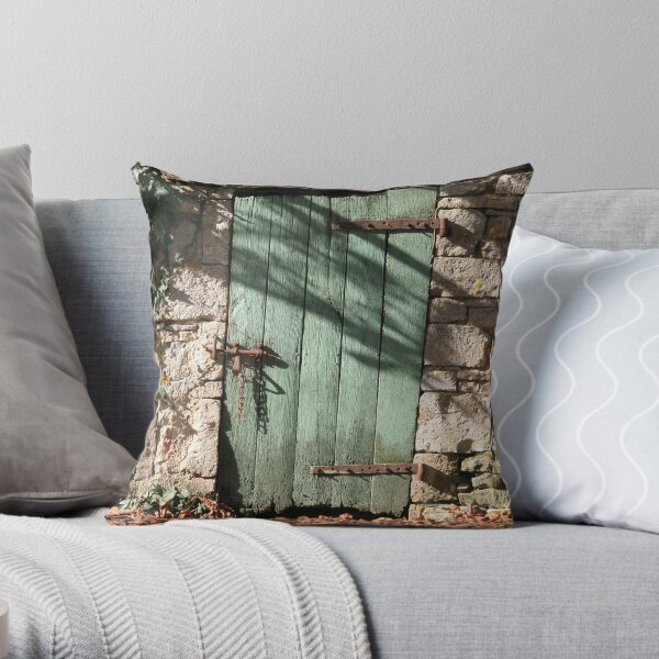 Green Door Throw Pillow