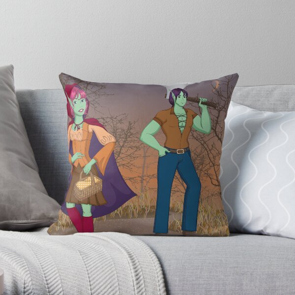 Red and the Woodsman Throw Pillow