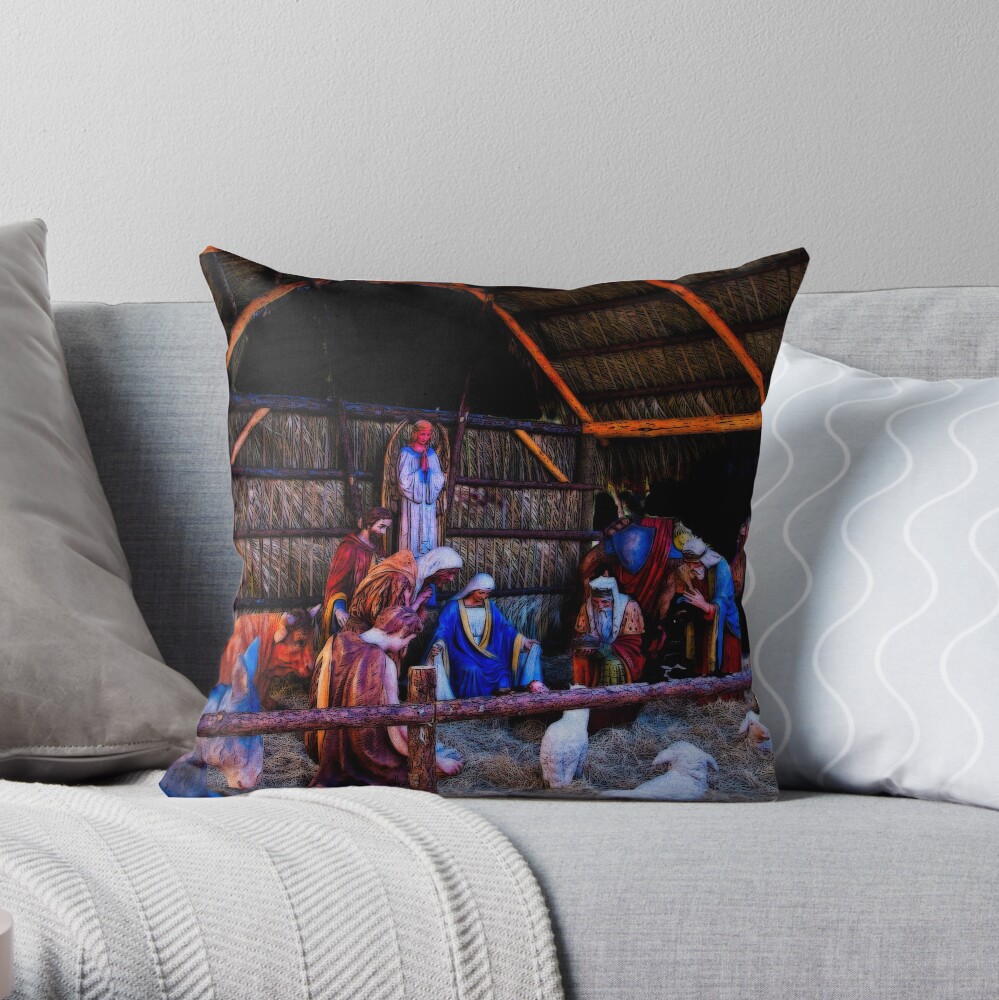 Nativity Scene Throw Pillow