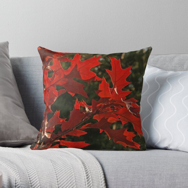 Oak Leaves in Autumn Flame Throw Pillow