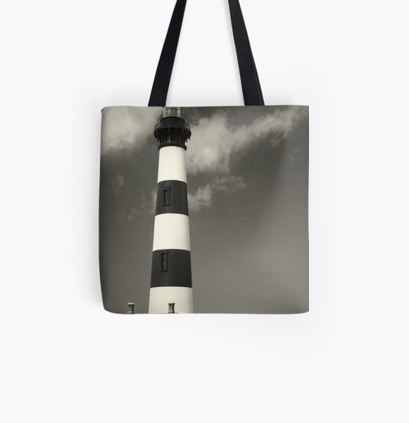 Bodie Island Lighthouse (Mono) All Over Print Tote Bag