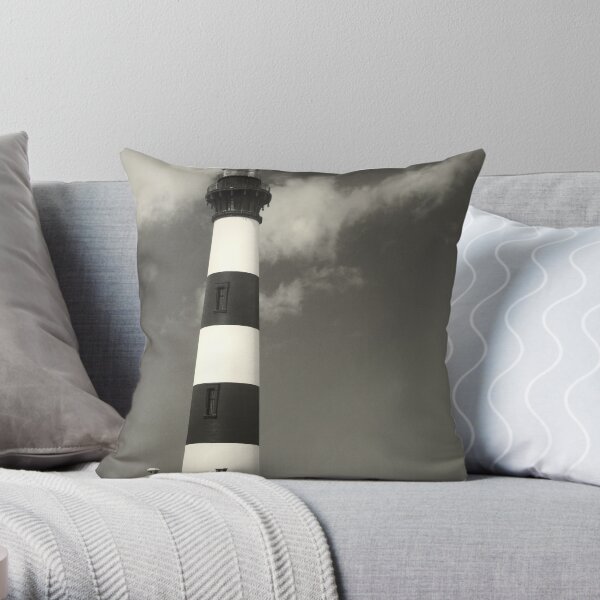 Bodie Island Lighthouse (Mono) Throw Pillow