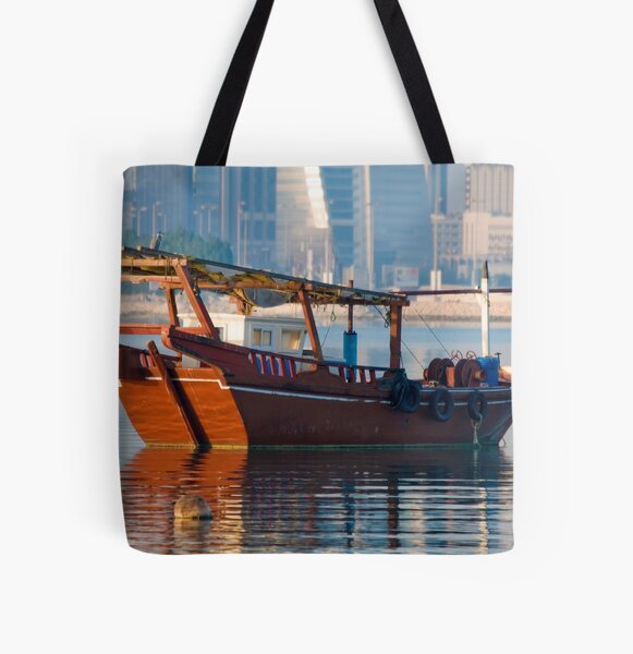 The Arabian Gulf Traditional Boats (Banoosh) Tote Bag for Sale by Bucheeri