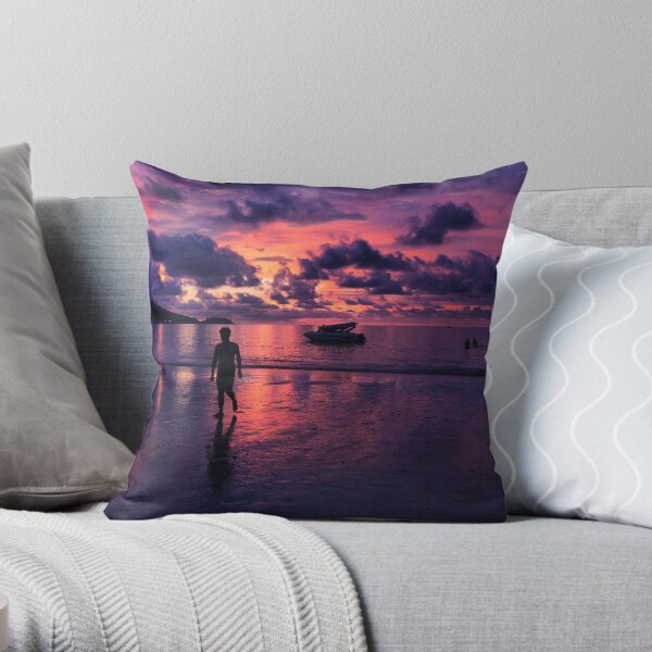 Patong beach sunset Throw Pillow