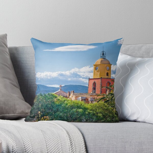Le clocher de saint tropez Throw Pillow