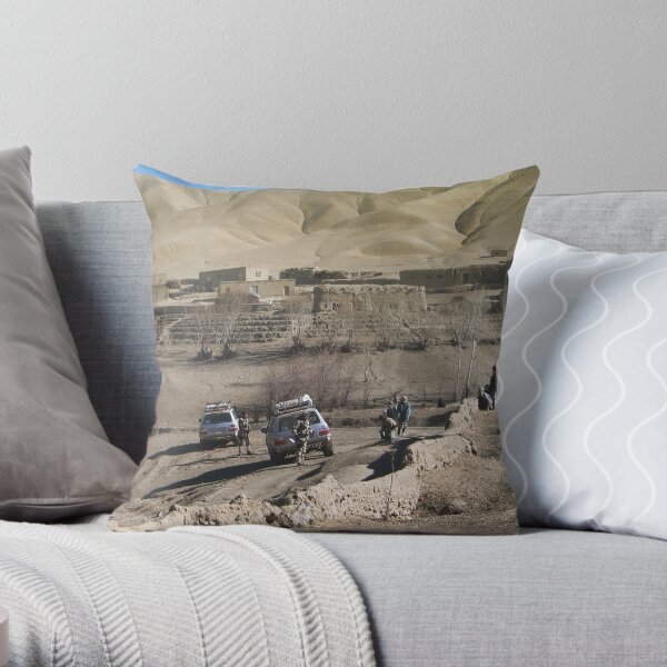 child and soldiers Throw Pillow