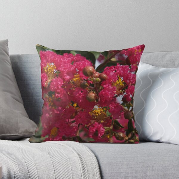 Crape Myrtle with Buds Throw Pillow