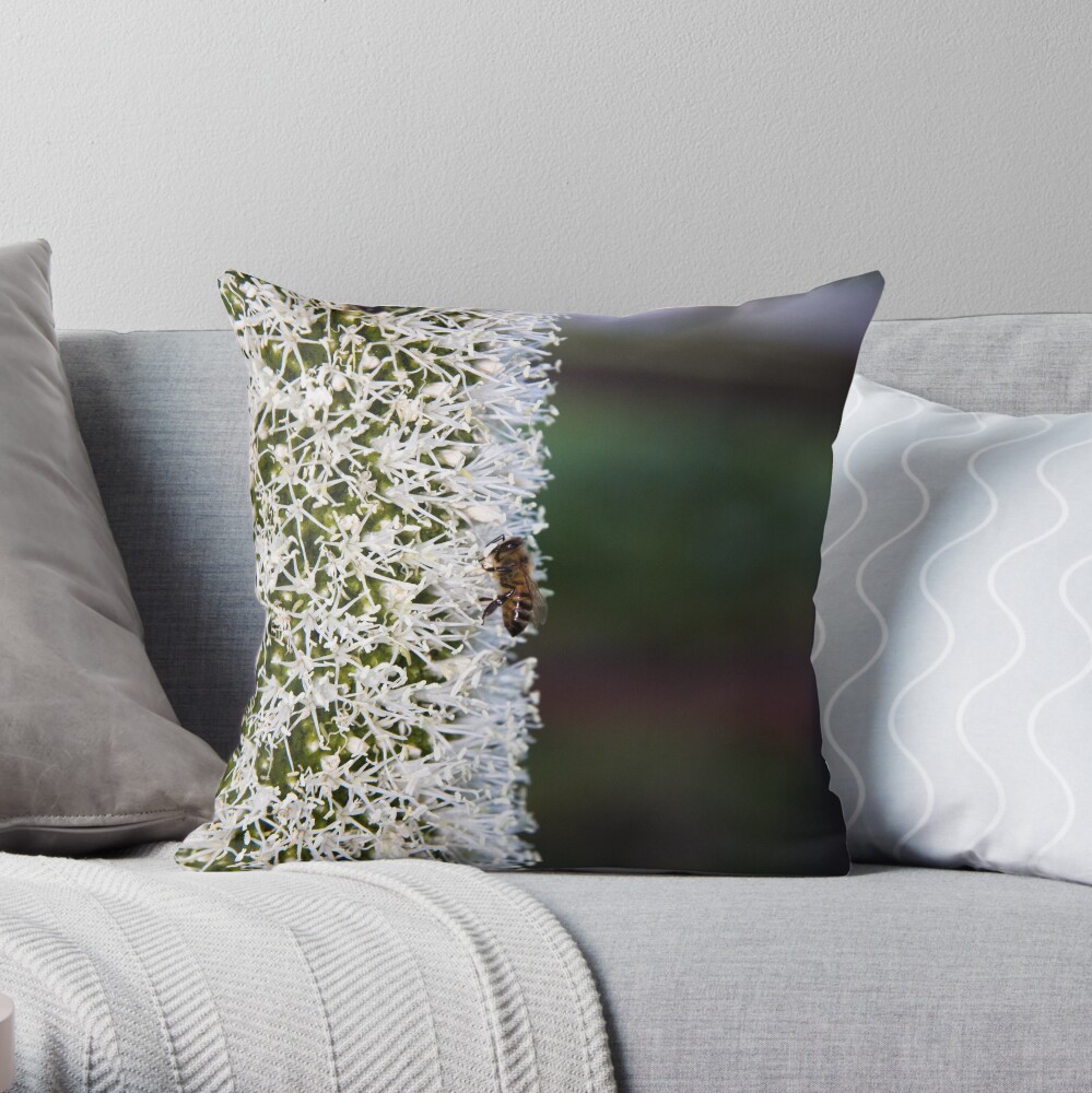 Grasstree flower with bees Throw Pillow