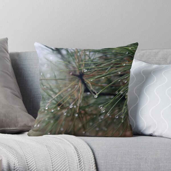 Dew on Pine Needles Throw Pillow