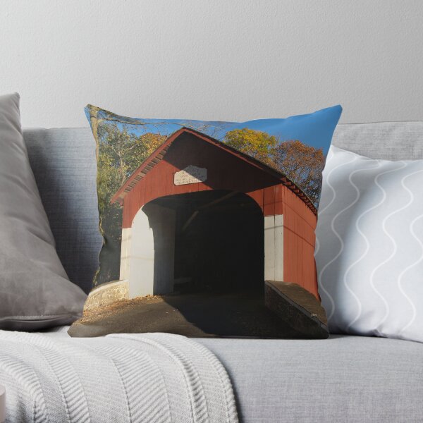1873 Knecht's Bridge - Bucks County, PA Throw Pillow