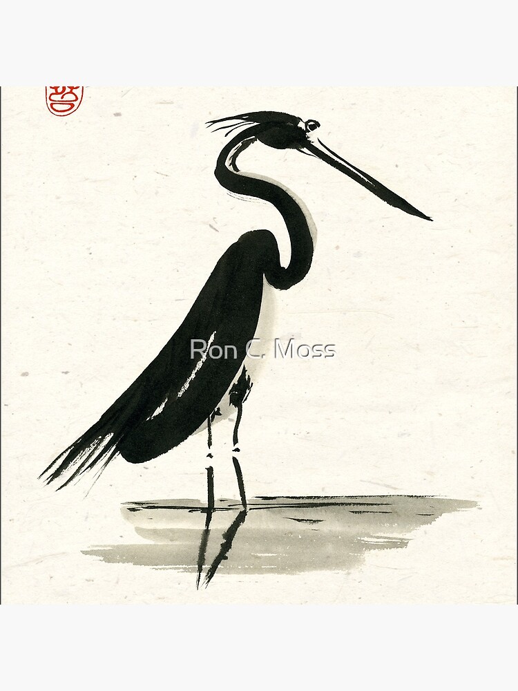 Thumbnail 2 of 2, Tote Bag, heron on rice paper designed and sold by Ron C. Moss.