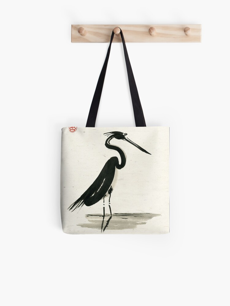 Thumbnail 1 of 2, Tote Bag, heron on rice paper designed and sold by Ron C. Moss.