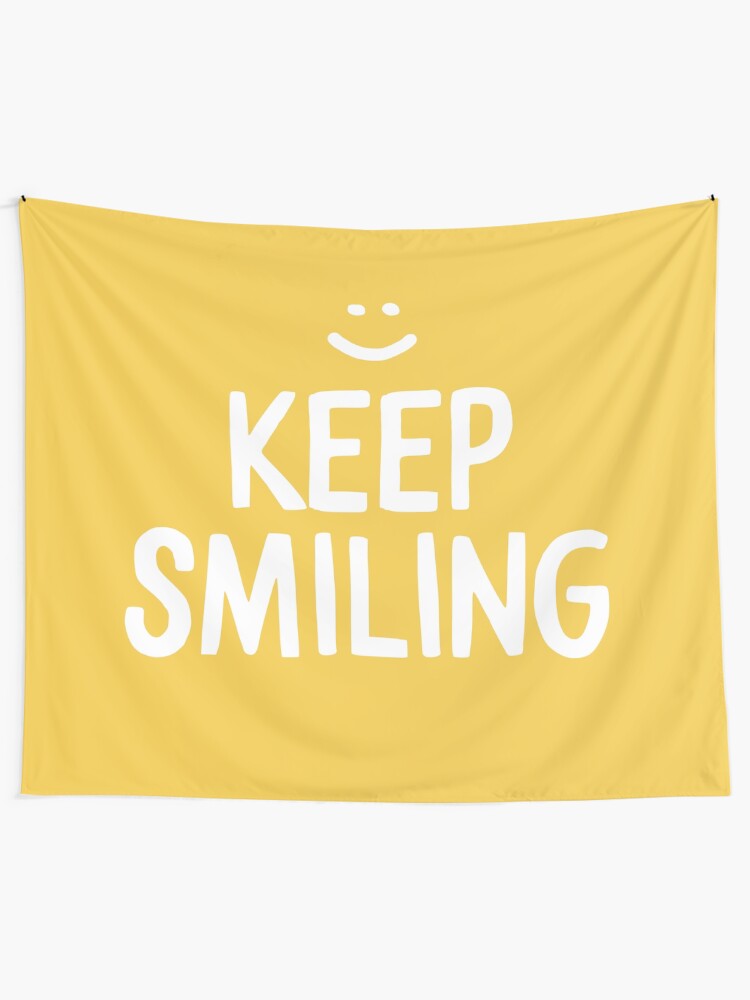 Alternate view of Keep Smiling - Yellow Happiness Quote Tapestry