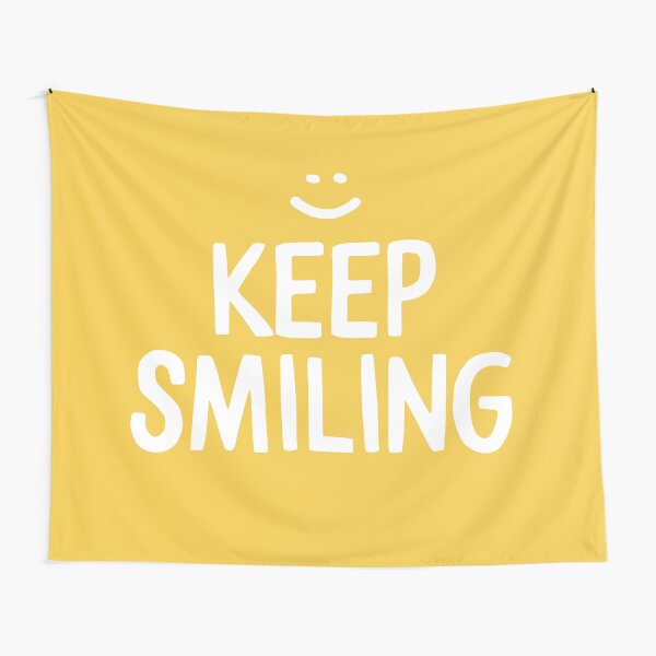 Keep Smiling - Yellow Happiness Quote Tapestry