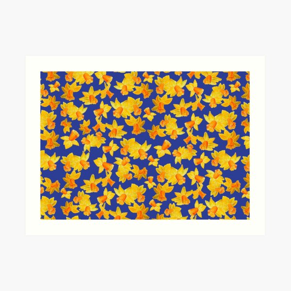 Daffodils - hand drawn with oil pastels Art Print